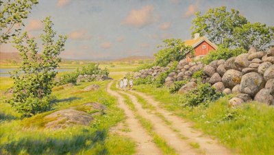 Summer Landscape with Wandering Children by Johan Fredrik Krouthen